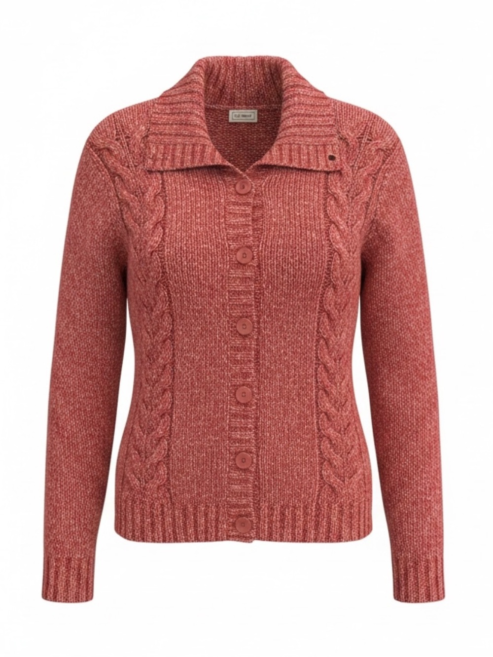 L.L. Bean Sweater Red Wool Blend Cardigan